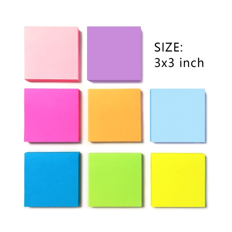 Phthdoty 8 Pads Pop Up Sticky Notes 3x3 Refills Bright Colors Self-Stick Notes Pads Super Adhesive Sticky Notes Great Value Pack - Image 2